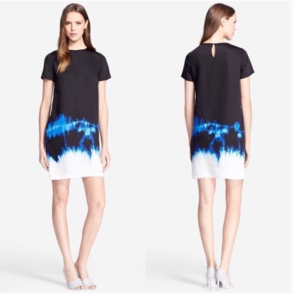 Vince Currant Blue Tie Dye Short Sleeve Shift Dress Size 2